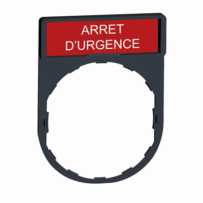 Harmony XB4 Porte-étiquette 30x40mm rouge avec étiquette 8x27mm ARRET D'URGENCE