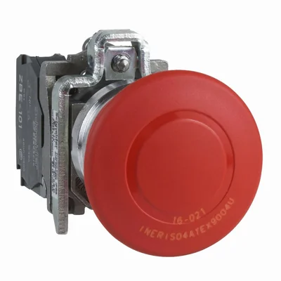 Harmony XB4 Przycisk awaryjnego zatrzymania Czerwony 40mm Podciągnięcie 1 NO + 1 NC Metalowy