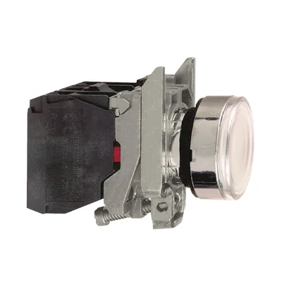 Harmony XB4 Przycisk płaski biały podświetlany bez żarówki 250VAC/DC 1 N/O + 1N/C