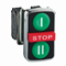 Harmony XB4 Triple bouton vert/STOP/vert métal I/STOP/II