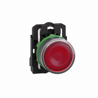 Harmony XB5 Bouton poussoir intérieur rouge complet lumineux Ø22 rappel ressort 1NO 24V