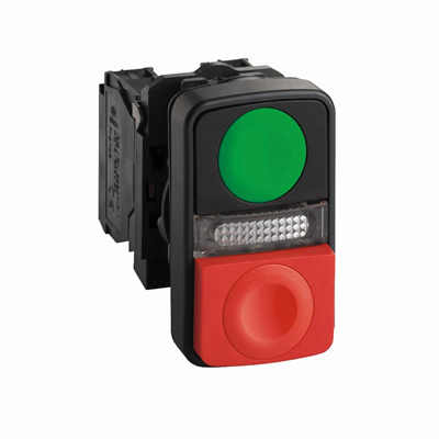 Harmony XB5 Double bouton vert/rouge LED 120V plastique I/O typique