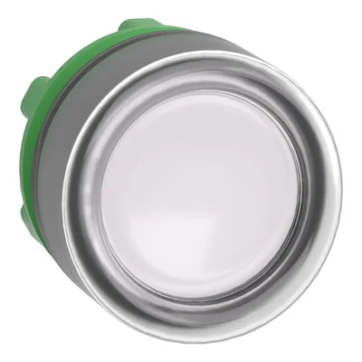 Harmony XB5 Flat button head with LED spring return, white plastic hood