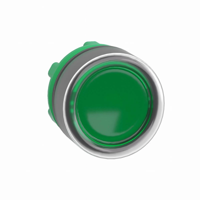 Harmony XB5 Head of flat pushbutton with LED mower, hooded green plastic