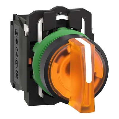 Harmony XB5 Switch 3 posizioni, LED arancione 24V, penna corta, plastica, stabile