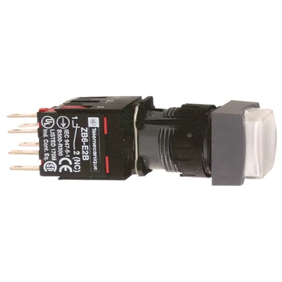 Harmony XB6 Bouton poussoir saillant blanc LED 12/24V carré