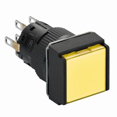 Harmony XB6 Button Illuminated Yellow Flat 2 CO 24VDC Square Plastic