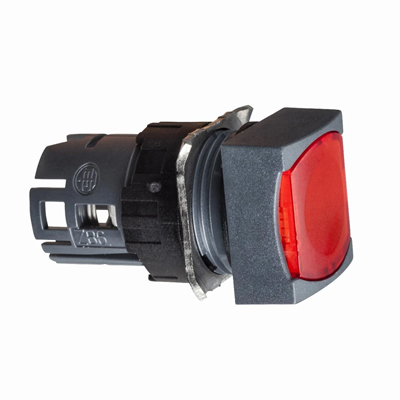 Harmony XB6 Przycisk płaski czerwony samopowrotny LED plastikowy kwadratowy