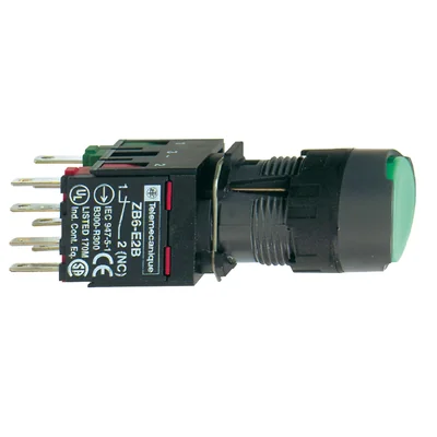 Harmony XB6 Przycisk Podświetlany Zielony Płaski 1 NO + 1 NC 12-24VAC/DC 16mm Plastik