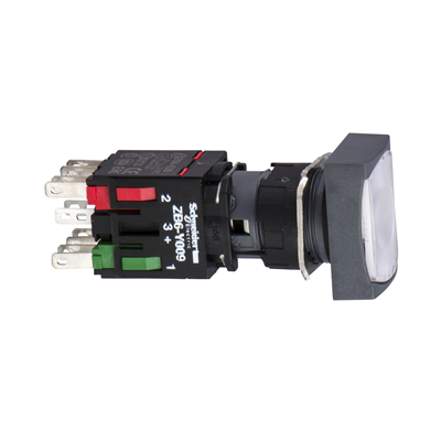 Harmony XB6 Pulsador Iluminado Blanco Sobresaliente 1 NO+1 NC 12-24VAC/DC Rectángulo Plástico