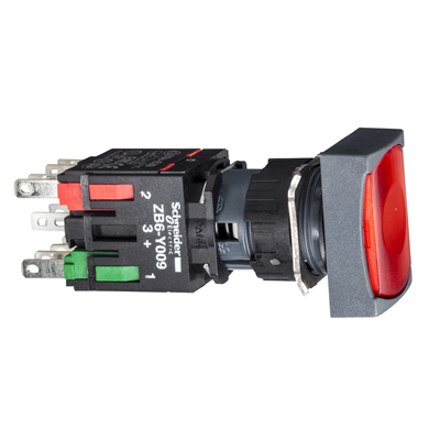Harmony XB6 Push Button Illuminated Red Flat 1 NC 12-24VAC/DC Rectangular Plastic