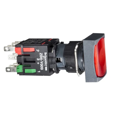 Harmony XB6 Push Button Illuminated Red Flat 1 NC 12-24VAC/DC Rectangular Plastic