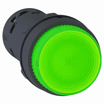 Harmony XB7 Bouton-poussoir monolithique plat vert, 1NO LED 24VAC/DC