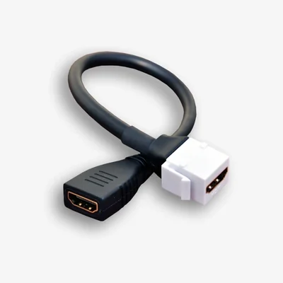 HDMI 2.0 Keystone-Buchse (weiblich) am Kabel, weiß/schwarz