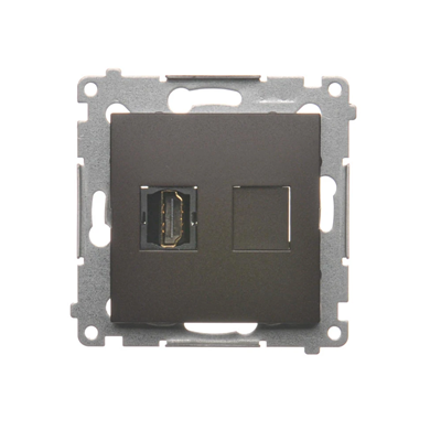 HDMI socket (module) bronze matt metallic