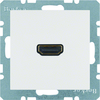 HDMI socket with 90 degree connection - White matt