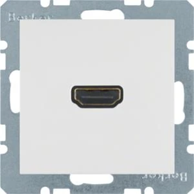 HDMI socket with 90 degree connection - White matt