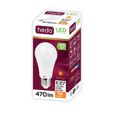 HEDA Żarówka LED 7W E27 3000K 470lm