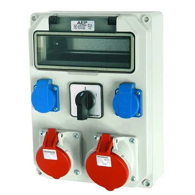 HEL stationary switchboard IP44 10M switch 0-1 32A 5P, 16A 5P, 2*GW IP44 without protection