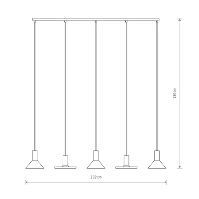HERMANOS V Five-bulb pendant lamp 132cm 10W GU10 IP20 black