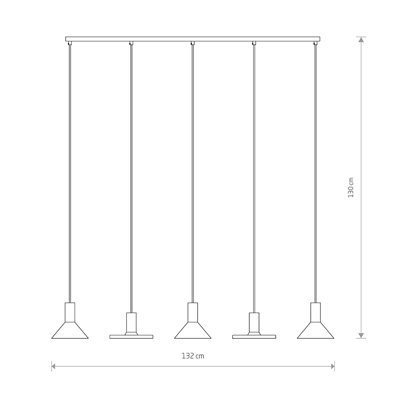 HERMANOS V Fünfflammige Pendelleuchte 132cm 10W GU10 IP20 schwarz