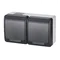 HERMES Doppel-Aufputzsteckdose mit Erdung 2x2P+Z IP 44 – anthrazitfarben