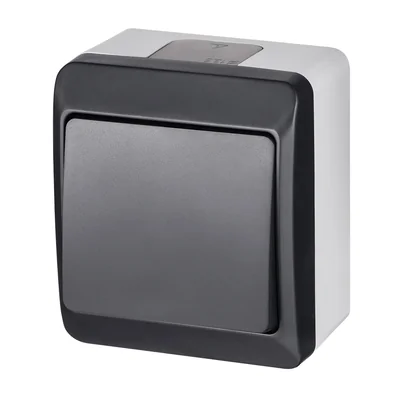 HERMES surface-mounted 1-pole switch (stair switch) IP 44 - anthracite color
