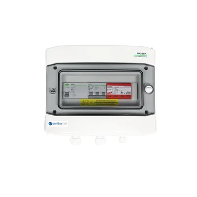 Hermetic AC connection board IP65 EMITER with AC surge arrester Dehn type 1+2 20A 3-F RCD type A 40A/300mA