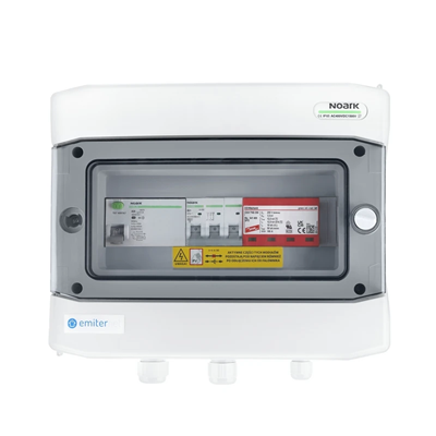 Hermetic AC connection board IP65 EMITER with AC surge arrester Dehn type 1+2 25A 3-F RCD type A 40A/300mA