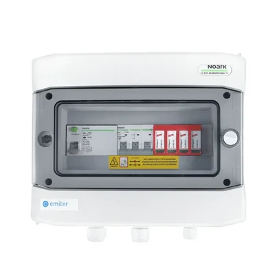 Hermetic AC connection board IP65 EMITER with AC surge arrester Dehn type 2 25A 3-F RCD type A 40A/300mA