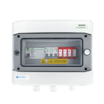 Hermetic AC connection board IP65 EMITER with AC surge arrester Dehn type 2 40A 3-F RCD type A 63A/300mA