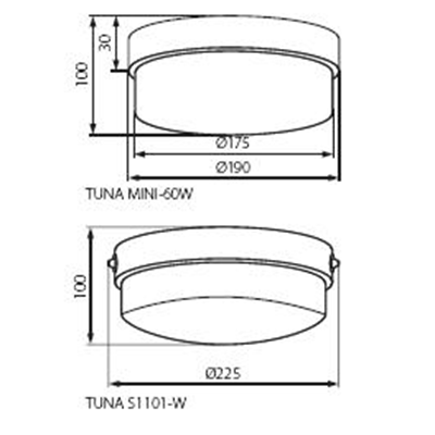 Hermetic ceiling light TUNA S1101-W