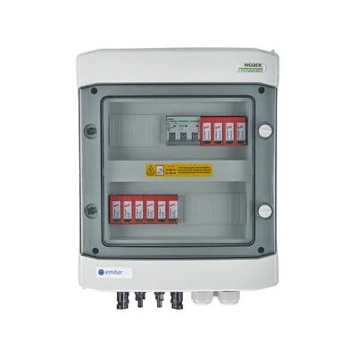 Hermetic DCAC connection board IP65 EMITER with DC surge arrester Dehn 1000V type 2 2 x PV string 2 x MPPT AC arrester Dehn type 2 16A 3-F