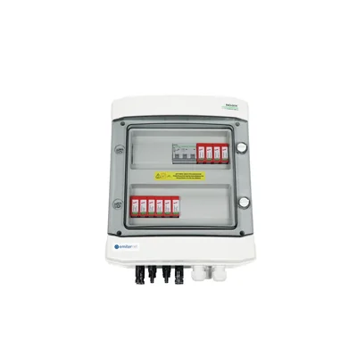 Hermetic DCAC connection board IP65 EMITER with DC surge arrester Dehn 1000V type 2 2 x PV string 2 x MPPT AC arrester Dehn type 2 20A 3-F