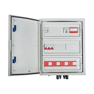 Hermetic DCAC connection board IP66 EMITER with surge arrester DC Dehn 1000V type 1+2 4 x string PV 4 x MPPT arrester AC Dehn type 1+2 100A 3-F FR 100A