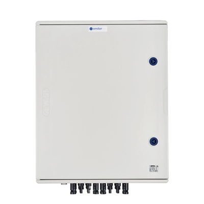 Hermetic DCAC connection board IP66 EMITER with surge arrester DC Dehn 1000V type 2 5 x PV string 5 x MPPT arrester AC Dehn type 2 100A 3-F FR 100A