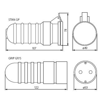 Hermetic plug socket STAN GP