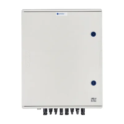 Hermetické připojení DCAC rozváděč IP66 EMITER s DC svodičem přepětí Dehn 1000V typ 2 6 x PV string 6 x MPPT AC svodič přepětí Dehn typ 2 100A 3-F FR 100A