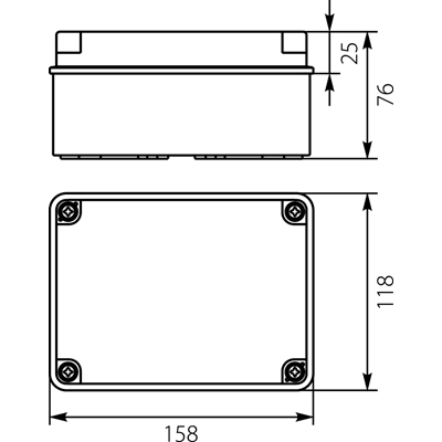 Hermetische Box PH-2A.1 ohne Schwächung von IP65