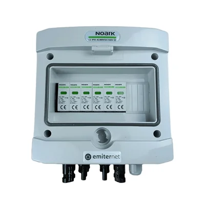 Hermetische IP65 EMITER DC-Anschlussverteileranlage mit Noark 1000V Typ 2 DC-Überspannungsableiter, 2x PV-String, 2x MPPT