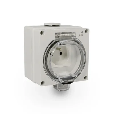 Hermetische Steckdose 2P+Z GHN, IP66, 250 V, 16 A, grau