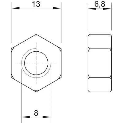 Hex nut M8 100pcs.