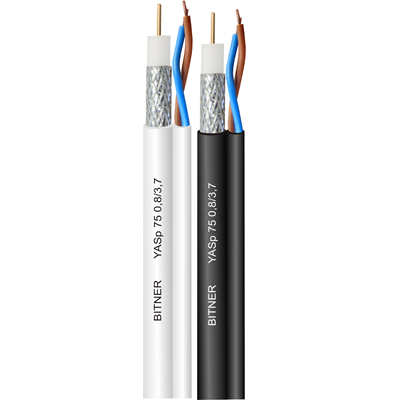 High-frequency coaxial cable YASp 75 0.8/3.7 0.8/3.7+2x0.5
