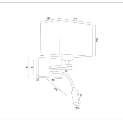 HILARY Applique double cm 15W+4,5W E27+LED intégré IP20 noir