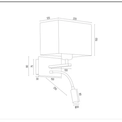 HILARY Dvojité nástěnné svítidlo cm 15W+4,5W E27+LED integrované IP20 černé