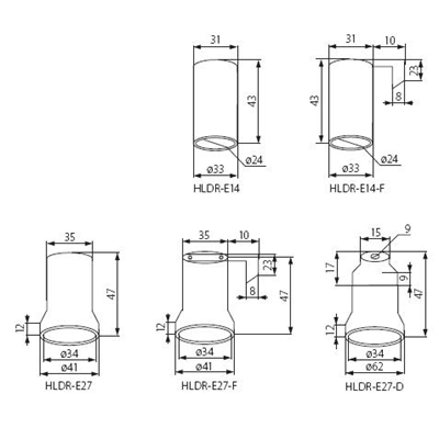 HLDR-E27 ceramic holders