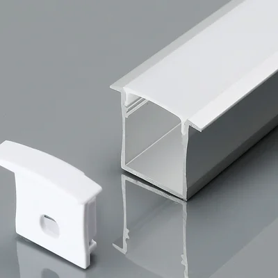 Hliníkový profil pro velkoformátový LED pásek, zapuštěný / 2000mmx30x20mm / Stínidlo: Mléčné / Barva: Hliník