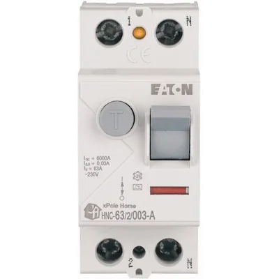 HNC-63/2/003-A Residual Current Circuit Breaker 6kA, In=63A, IΔN=0.03A, Type A, 2-pole. HNC Series