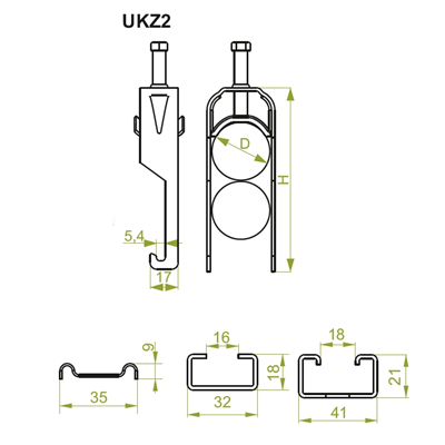 Hook cable holder, UKZ1/UKZO1/52-58