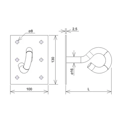 Hot-dip galvanized wall plate hook 225mm
